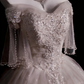Luxury Court Style Satin & Tulle Floor-Length Ballgown Off-Shoulder Beaded Embroidery Train Wedding Dress - Ceremony Gown for Wedding & Engagement Banquet gh6494