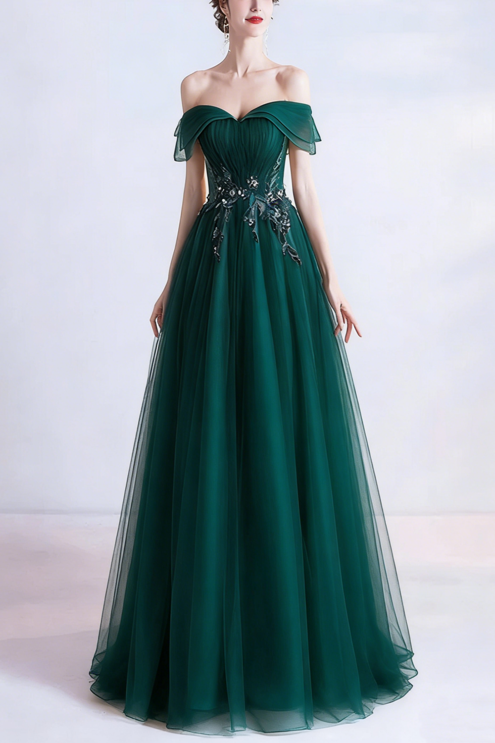 Süßes Tüll Pailletten langes Ballkleid Abendkleid 10470