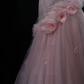 Light Pink Strapless Beaded Waist-Cinched Bodycon Elegant Evening Dress, Fairy Gown, Romantic Gown gh7463