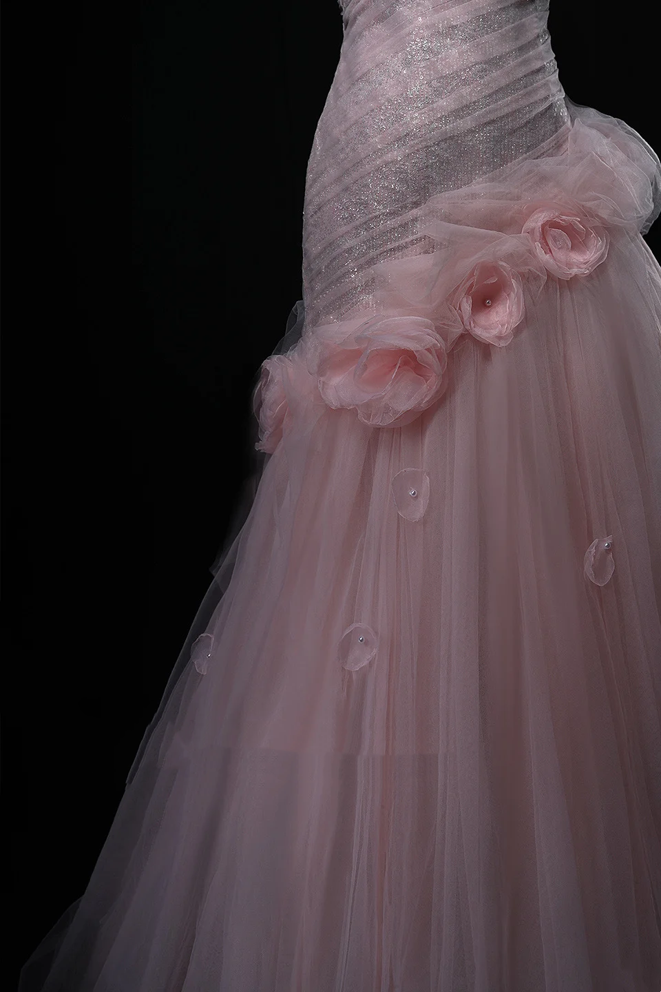 Light Pink Strapless Beaded Waist-Cinched Bodycon Elegant Evening Dress, Fairy Gown, Romantic Gown gh7463