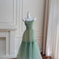 Mintgrünes, fließendes, langes Chiffon-Ballkleid für Geburtstagspartys, gh4405