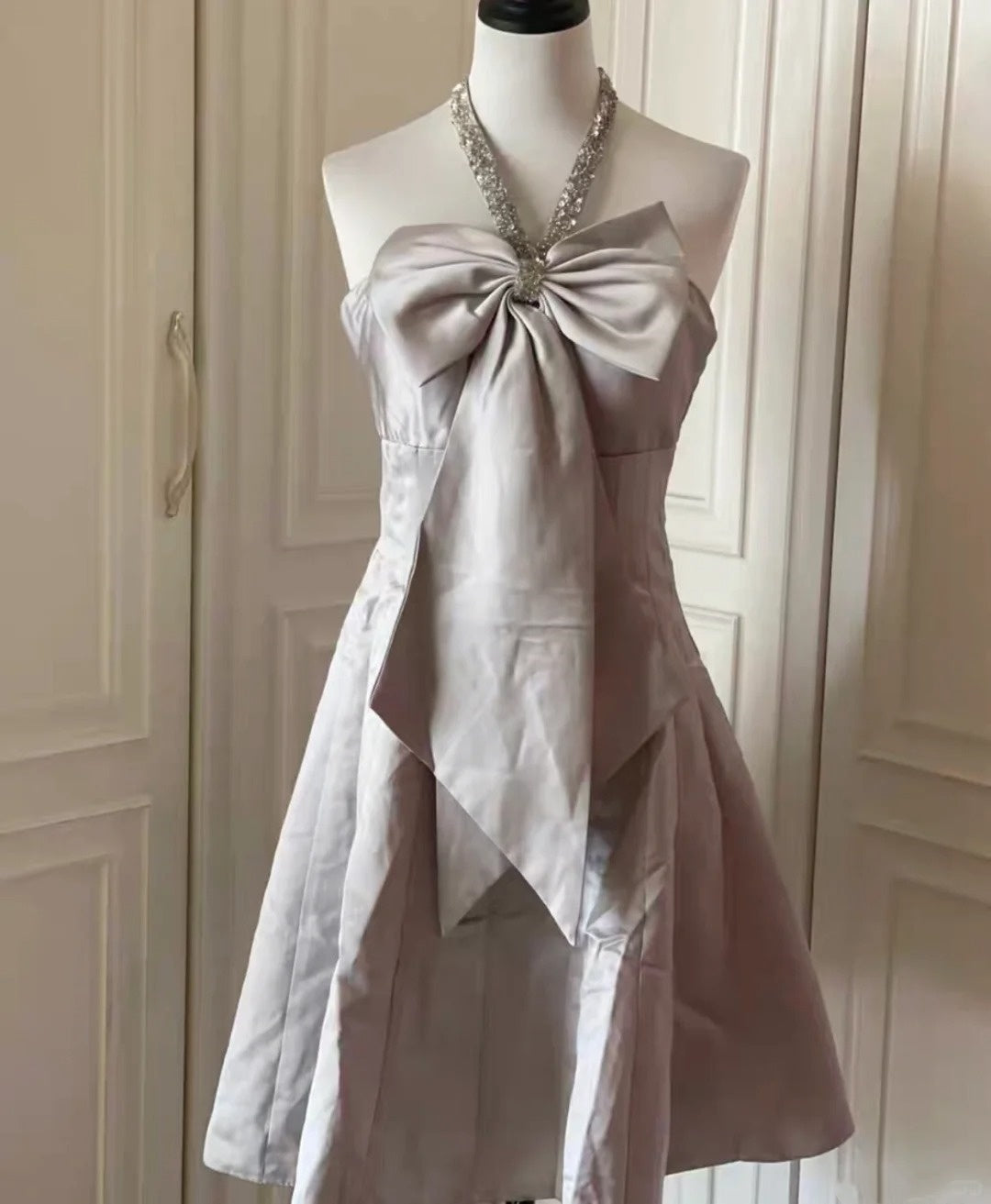 Rosa schönes und elegantes kurzes Heimkehrkleid mit Schleife, Rock, Ballkleid, Abendkleid gh4335