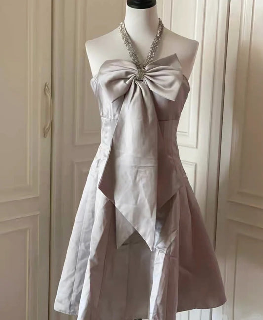 Rosa schönes und elegantes kurzes Heimkehrkleid mit Schleife, Rock, Ballkleid, Abendkleid gh4335