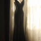 Black V-neck Waist-tight Slim-fit Sexy Elegant Party & Evening Gown gh7117