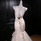Champagne Soft Flower Twist Strapless Diamond Strap Mermaid Maxi Dress gh6924