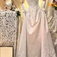 Weiß und gelb exquisite Perlendekoration langes Satin Ballkleid Abendkleid Brautkleid gh4509