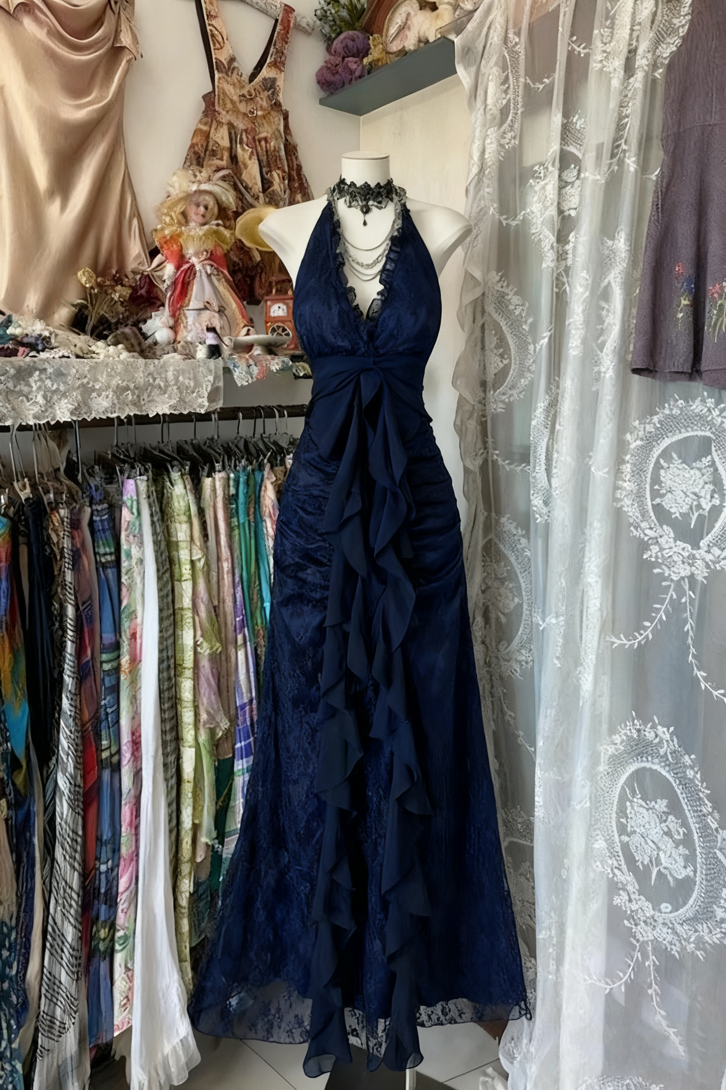 Schwarz/Rot Süße Vintage Mode Rückenfreies Langes A-linie Chiffon Tüll Ballkleid Abendkleid Geburtstagskleid gh4244