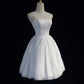 White pure simple beautiful sparkling fashion elegant exquisite rhinestone short mini backless floor length tulle homecoming prom dress evening dress party dress prom dress gh3865
