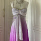 Rosa Lila Gradienten Mode Elegante Retro Strass Lange Chiffon Ballkleid Abendkleid gh4339