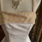 White Spaghetti Strap Waist-Cinched Voluminous Skirt Elegant Vintage Prom Gown, Graduation Dress, Wedding Dress gh7263