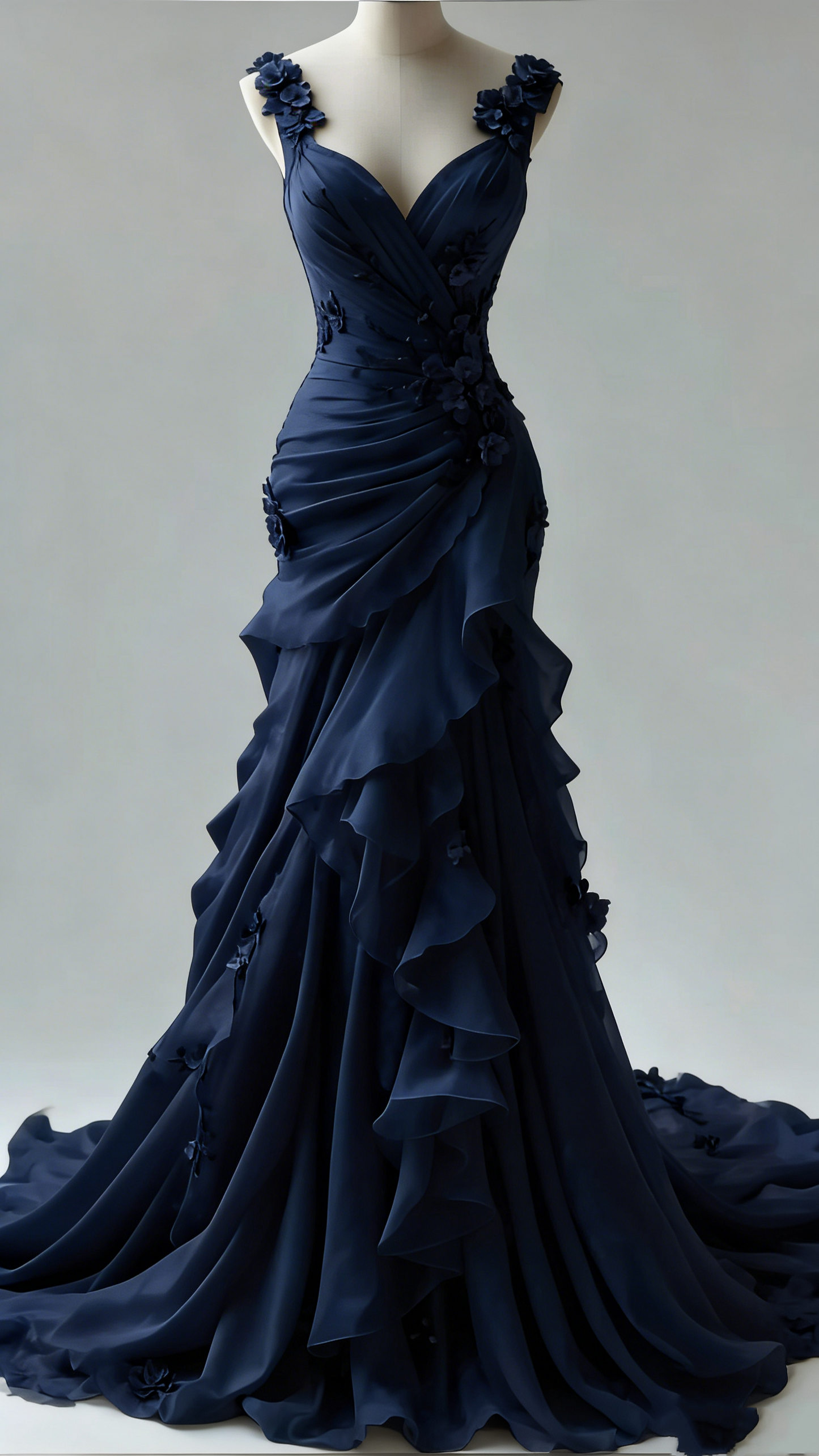 Ivory Vintage Floral Long Tulle Ball Gown Wedding Dress gh4955