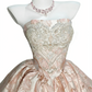 Pink-Gold Butterfly Feather Strapless Beaded Mini Ball Gown gh6922