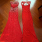 Red long shiny pearl formal dress gh6642