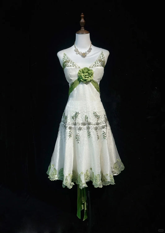 Hellgrün Frühling Sommer Neuer Stil Retro Mode Elegant Exquisite Strass Perlen Blumen Kurzes Tüll Homecoming Kleid Geburtstag Party Kleid Ballkleid Abendkleid Ballkleid gh3861