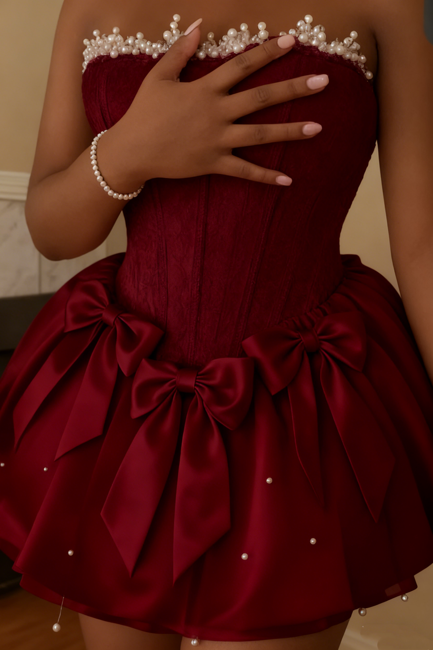 girlhomeshops--White/Pink Delicate Beaded Short Tulle Homecoming Dress gh5564