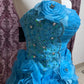 Grün/Blau Perlenbesetztes Prinzessin-Tüll-Kurzballkleid gh4642