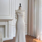 girlhomeshops – Weißes, mittellanges Ballkleid aus Satin, gh5582