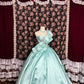 Blue rhinestone long satin ball gown evening gown graduation gown adult ceremony gown gh4766
