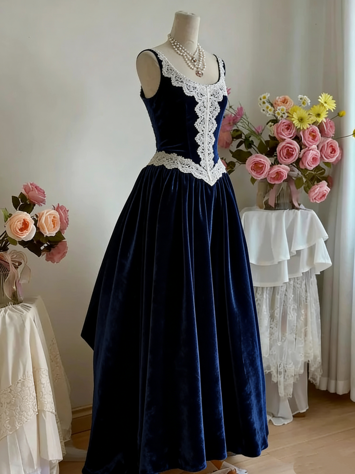 Vintage Velvet Holiday Dress, Exclusive Original Design Dress, Formal Dress, Ball Dress gh6540