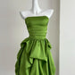 Robe de soirée courte en satin vert, jolie robe tube, robe de fête d'anniversaire, petite robe de vacances gh3944