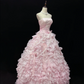 Light Pink Strapless Lovely Romantic Gown, Fitted Waist, Fluffy Tiered Skirt, Wedding Dress & Bridal Gown gh8172
