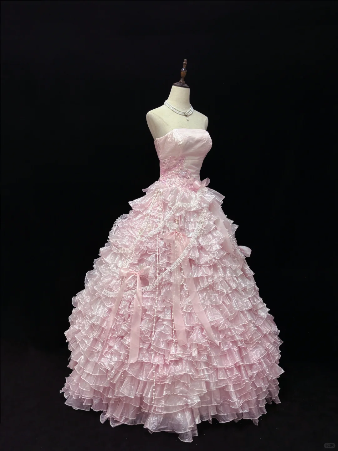 Light Pink Strapless Lovely Romantic Gown, Fitted Waist, Fluffy Tiered Skirt, Wedding Dress & Bridal Gown gh8172