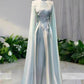 Girlhomeshops - Robe de bal longue en satin vert clair à fleurs et perles, robe de cérémonie à manches longues gh5309