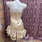 Champagner Perlenbesetztes kurzes Rüschen-Satin-Heimkehrkleid, Ballkleid, Geburtstagskleid gh4633