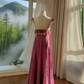 Fuchsia Chiffon Ruffle Lace Flutter Sleeve Gown - Vintage Ethereal Backless Maxi Dress gh6964