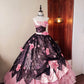 Girlhomeshops-Pink Floral Lace Tulle Floor-Length Ball Gown gh5302