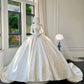 Girlhomeshops--💕Robe de mariée blanche avec des appliques florales et délicates en perles, robe de mariée longue en satin simple gh5443