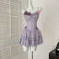 Purple floral homecoming dress short chiffon ball gown evening dress birthday party dress gh4560