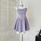 Robe de soirée courte en satin avec nœud violet, robe de bal, robe de fête d'anniversaire, gh4559