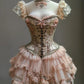 Pink Vintage Sweet Floral Short Chiffon Homecoming Dress Birthday Party Dress Prom Dress gh4685