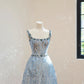 Hellblau wunderschöne exquisite Perlen glänzend Nische kurzes Heimkehrkleid Geburtstag Cocktailpartykleid gh4307