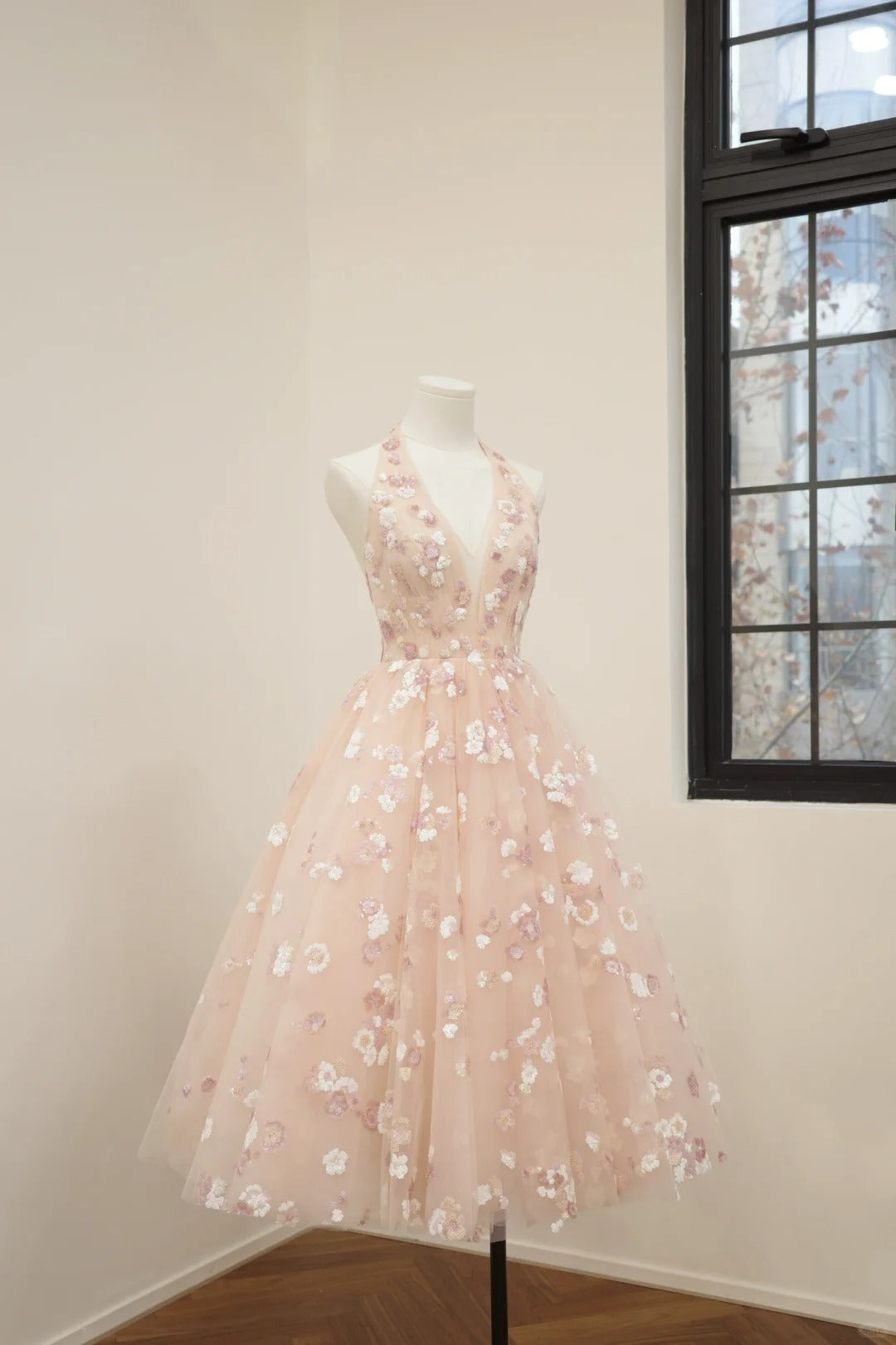 Girlhomeshops - Robe de soirée longue en tulle à paillettes et motif floral rose, robe de bal, robe d'anniversaire, gh5071