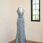 Girlhomeshops-Blaues, modisches V-Ausschnitt-Lang-Pailletten-Ballkleid-Abendkleid gh5069