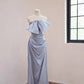 Girlhomeshops-Blaues, modisches, langes Satin-Ballkleid, Abendkleid gh5070