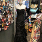 Black Fashion Vintage Elegant Straps Long Pleated Layered Satin Prom Dress Evening Dress Birthday Party Dress Graduation Dress gh4153