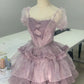 Purple Flower Short Chiffon Homecoming Dress Party Dress gh4647