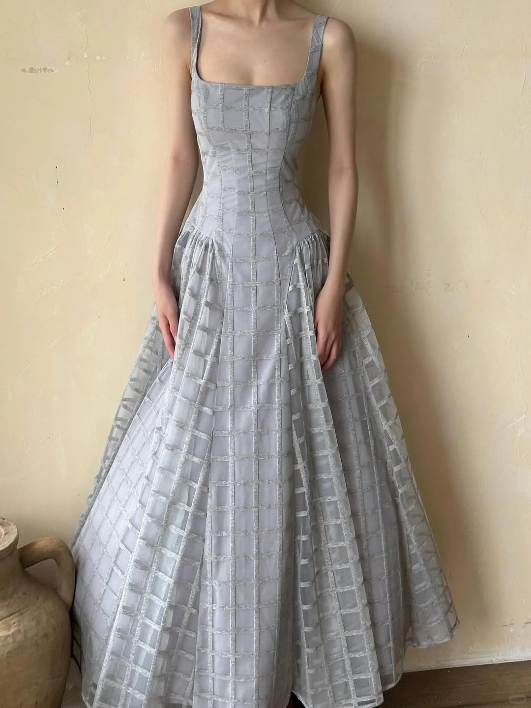 girlhomeshops – Hellblaues, schlichtes und elegantes, langes Ballkleid aus Tüll, gh5605