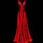 Red shiny fashion elegant V-neck long mermaid slim fishtail skirt satin floor-length train ball gown evening dress party dress prom dress gh3819