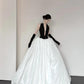 Robe de soirée longue en satin noir et blanc, élégante et à la mode, col en V, coupe trapèze, longueur au sol, robe de bal gh3732