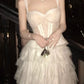 girlhomeshops-Sweet White Lace Strappy Gown, Tiered dress Design Overflows with Romantic Atmosphere gh5901