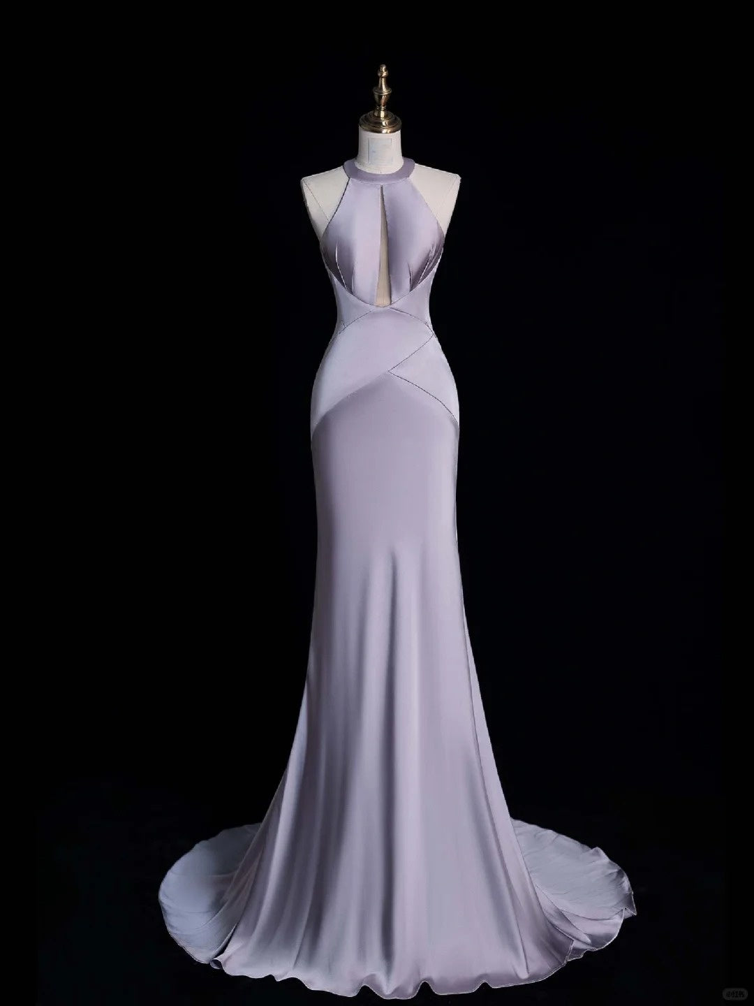 Lila Elegantes Langes Bodenlanges Satin Ballkleid Abendkleid Partykleid gh4293