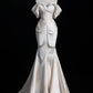Ivory Elegant Satin Long Mermaid Slim Floor Length Ball Gown Evening Gown Wedding Dress gh4199