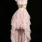 Rosa Rüschen Strass elegante schöne lange/kurze Ballkleid Abendkleid Homecoming Kleid Geburtstag Party Kleid gh4723