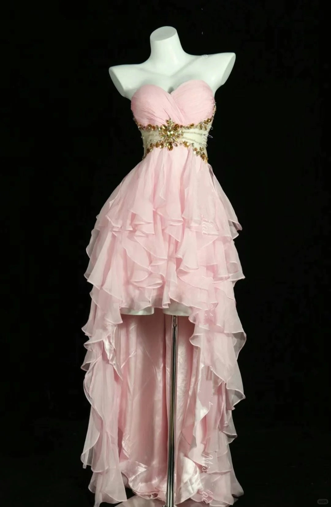 Rosa Rüschen Strass elegante schöne lange/kurze Ballkleid Abendkleid Homecoming Kleid Geburtstag Party Kleid gh4723