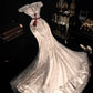 Champagner Perlen Pailletten Langes Tüll Ballkleid Abendkleid gh4424