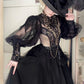 Dark Gothic Lace Tulle High Neck Long Sleeve Floor-length Ballgown Victorian Gothic Evening·Theme Party Dress gh6741